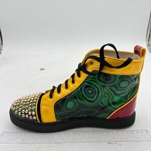 Yellow Studded Low Platform Ankle Boot Pump Closed Toe Lace Up Short Combat Boot
